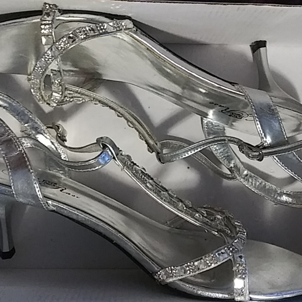Silver heels Bejeweled sandals